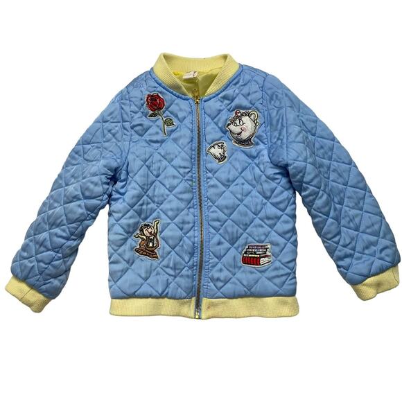 DISNEY TUTU COUTURE Beauty and the Beast Blue Quilted Jacket 5-6 Girls *READ* - Picture 1 of 6